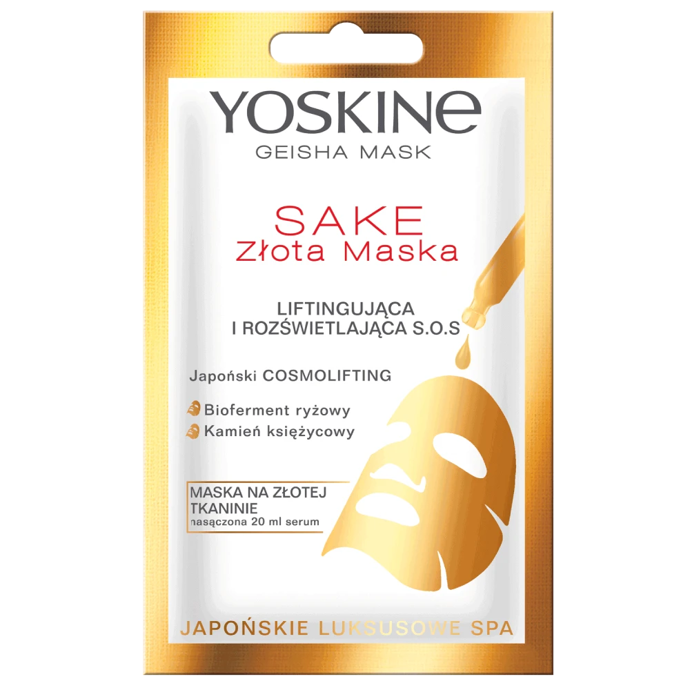 Yoskine Geisha Mask maska na złotej tkaninie sake — Składniki i ocena