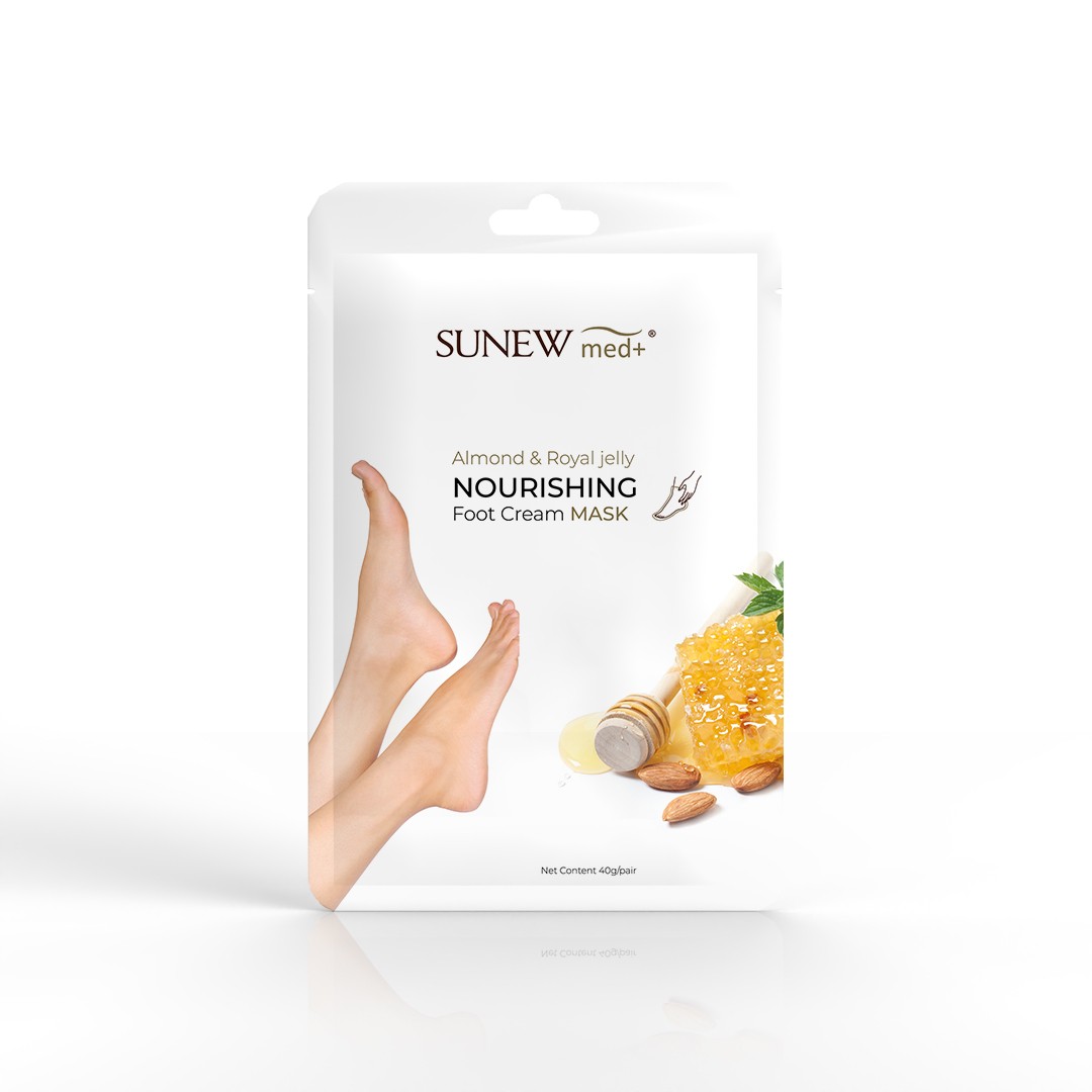 SunewMed+ Maska do stóp z olejem ze słodkich migdałów i mleczkiem pszczelim 40g — Składniki i ocena