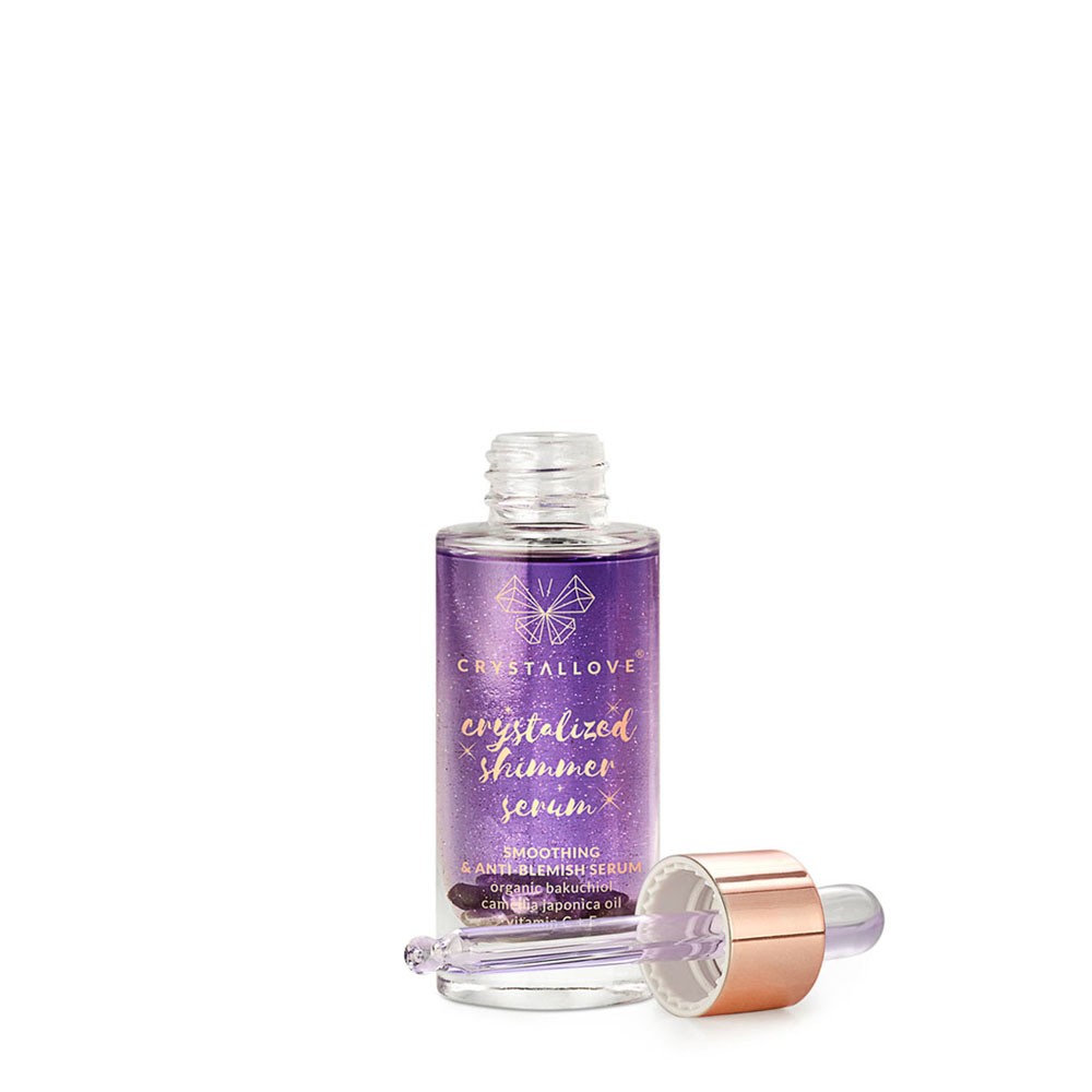 Crystallove Amethyst shimmer serum – serum do twarzy z ametystem i bakuchiolem