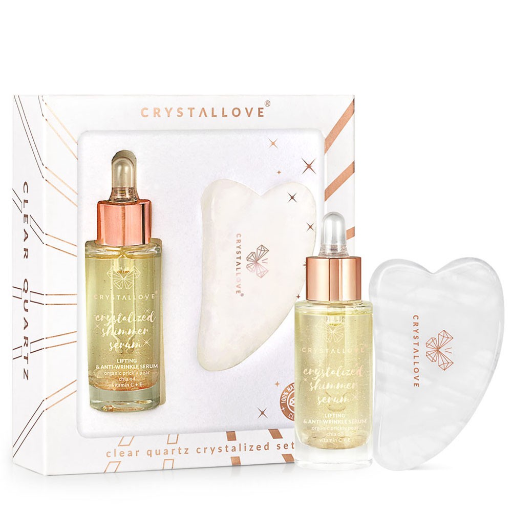 Crystallove Clear quartz crystalized set – serum do twarzy z kryształem górskim i płytka do masażu gua sha — Inhaltsstoffe und Bewertung