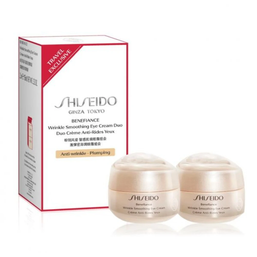Набор кремов для кожи вокруг глаз Shiseido Benefiance Wrinkle Smoothing Eye Cream Duo Set, против морщин, 2 x 15 мл