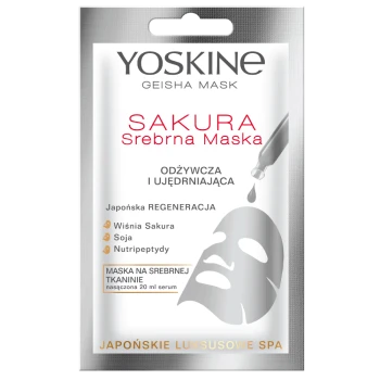 Maseczki w płachcie Geisha Mask maska na srebrnej tkaninie sakura 
