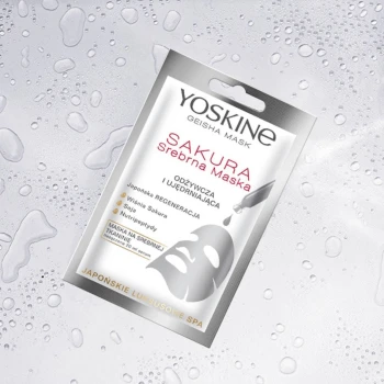Maseczki w płachcie Geisha Mask maska na srebrnej tkaninie sakura 