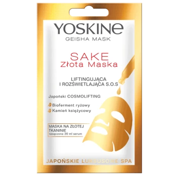Maseczki w płachcie Geisha Mask maska na złotej tkaninie sake 