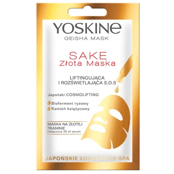 Maseczki w płachcie Geisha Mask maska na złotej tkaninie sake 