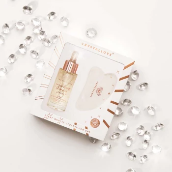 Serum do twarzy Clear quartz crystalized set – serum do twarzy z kryształem górskim i płytka do masażu gua sha 