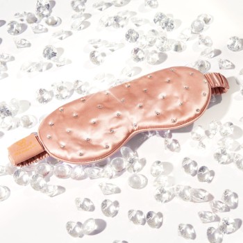 Opaska na oczy do spania Opaska na oczy z jedwabiu z kryształkami – rose gold 