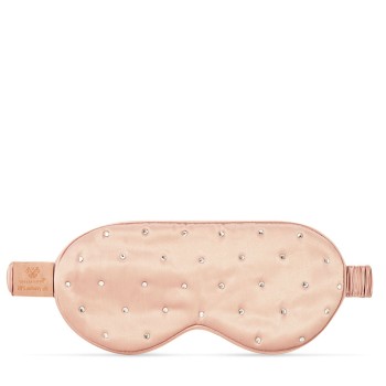 Opaska na oczy do spania Opaska na oczy z jedwabiu z kryształkami – rose gold 