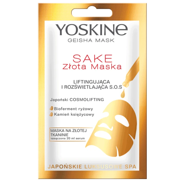 Maseczki w płachcie Geisha Mask maska na złotej tkaninie sake 