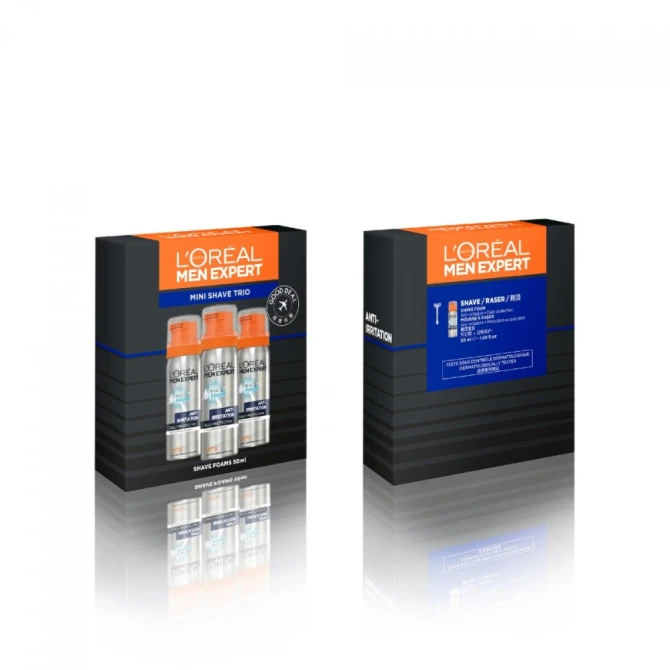 Zestaw do pielęgnacji twarzy dla niego Men Expert Mini Shaving Foam Trio Set