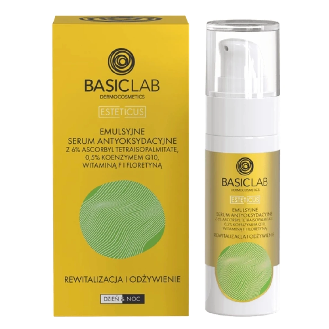 BasicLab Emulsyjne serum antyoksydacyjne 6% ascorbyl tetraisopalmitate, 0,5% koenzym Q10 — Składniki i ocena