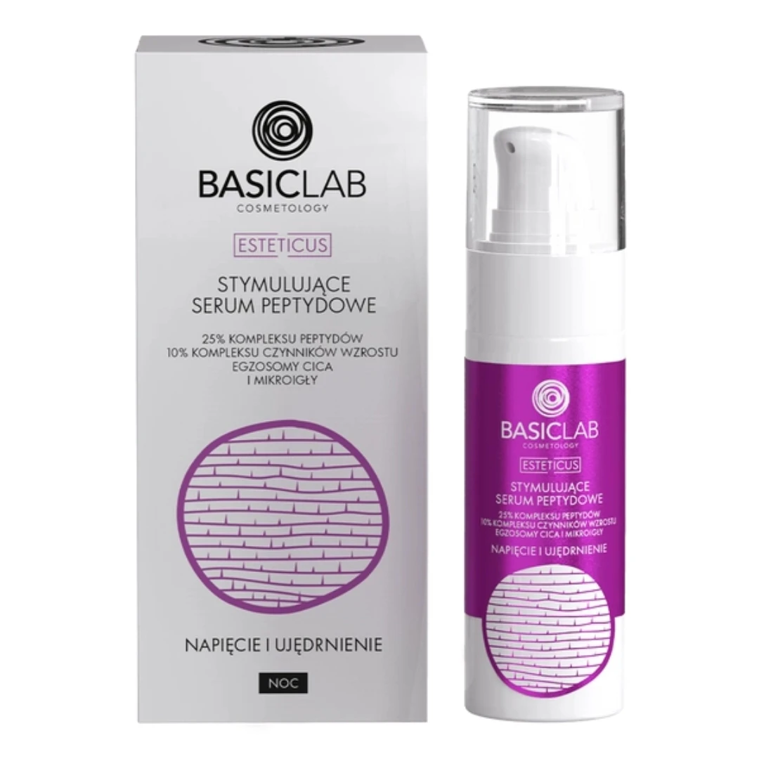 BasicLab COSMETOLOGY Stymulujące serum peptydowe 25% kompleksu peptydów, 10% kompleksu czynników wzrostu, egzosomy CICA i mikroigły — Inhaltsstoffe i ocena
