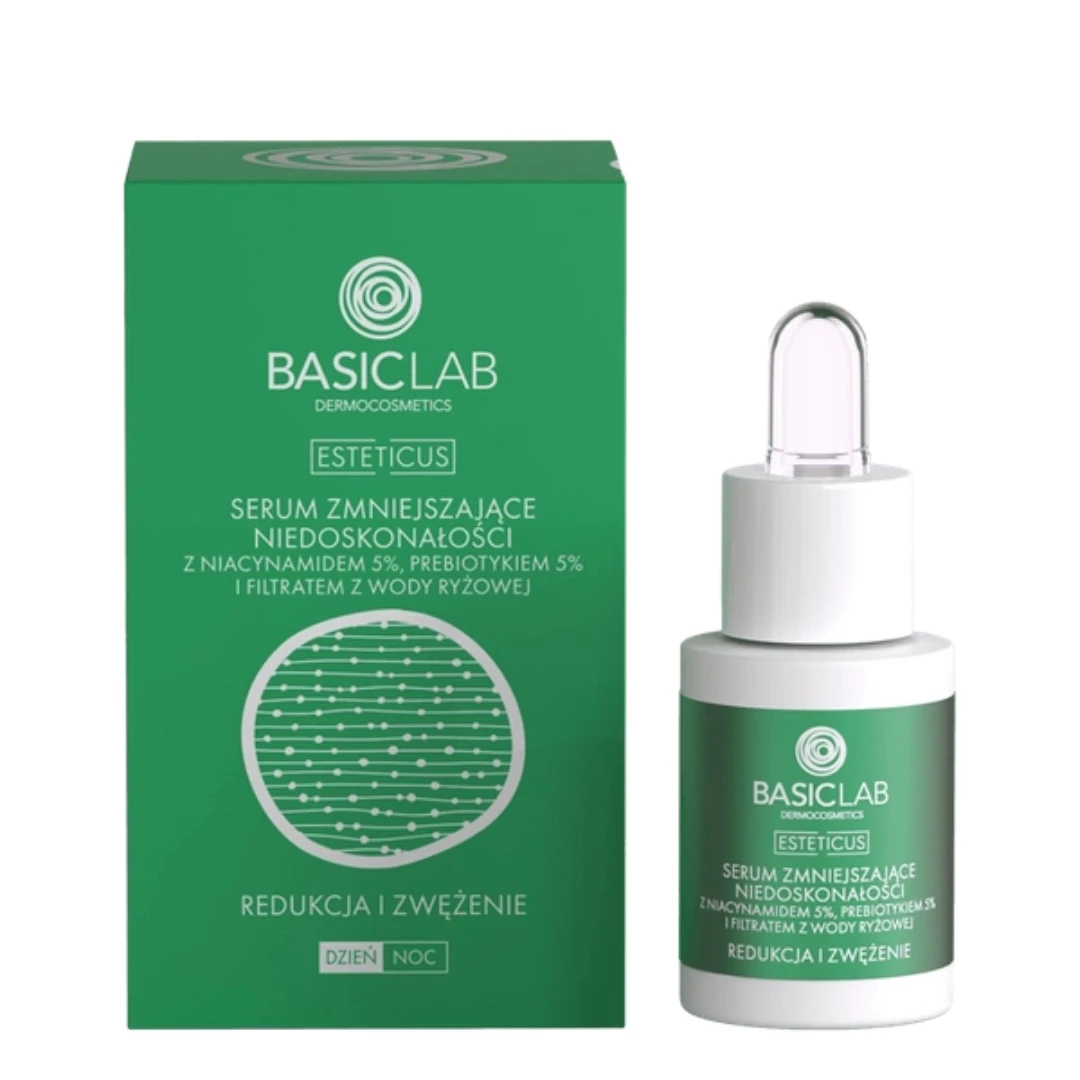 BasicLab Serum zmniejszające niedoskonałości niacynamid 5%, prebiotyk 5% — Inhaltsstoffe und Bewertung