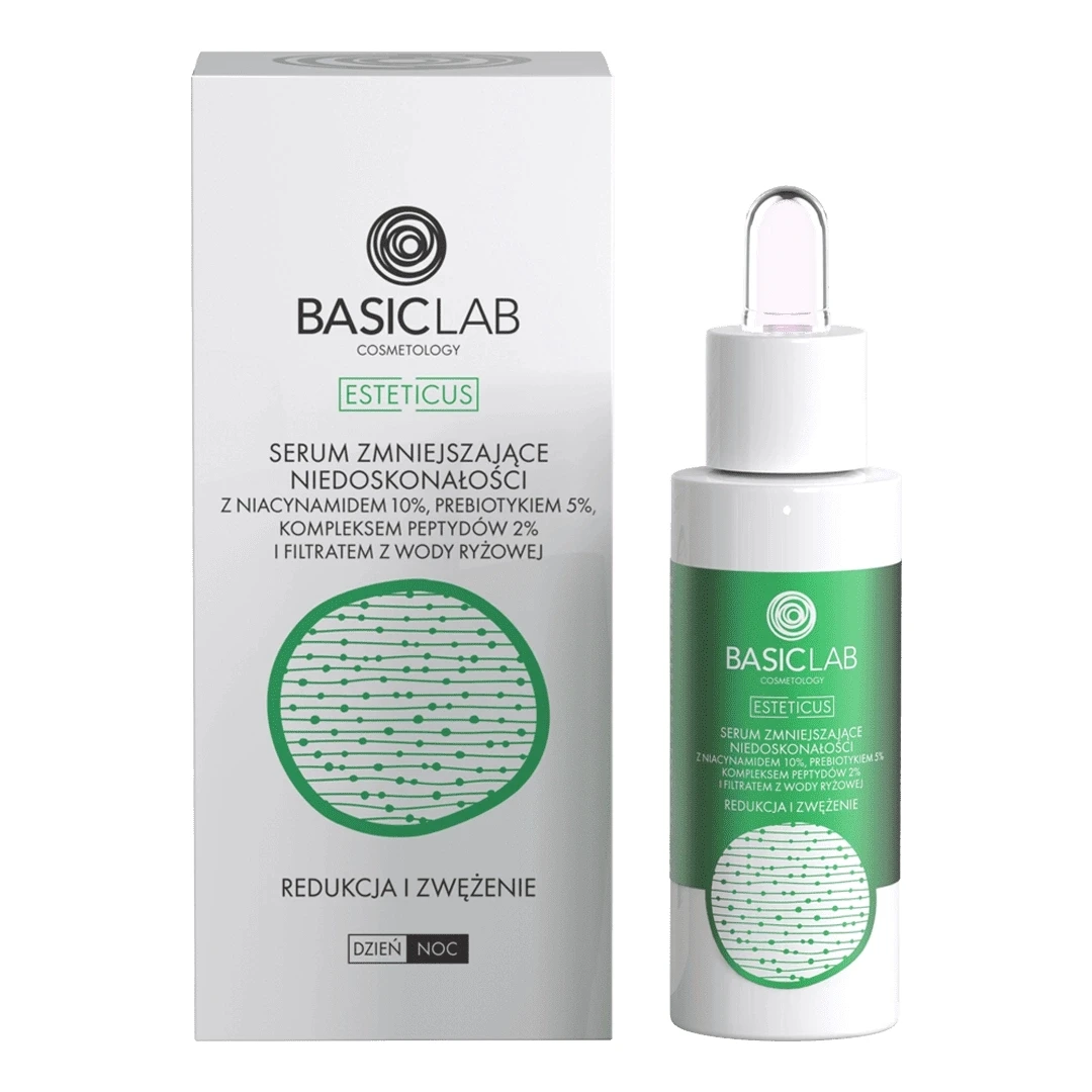 BasicLab COSMETOLOGY Serum zmniejszające niedoskonałości niacynamid 10%, prebiotyk 5% — Inhaltsstoffe und Bewertung
