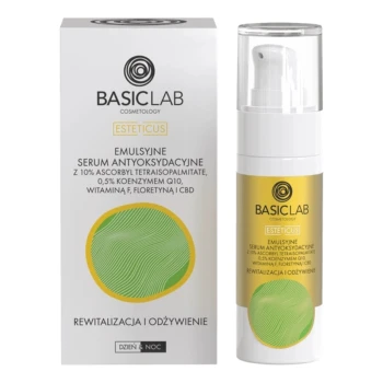 Serum do twarzy COSMETOLOGY Emulsyjne serum antyoksydacyjne 10% ascorbyl tetraisopalmitate, 0,5% koenzym Q10 i CBD 30 ml