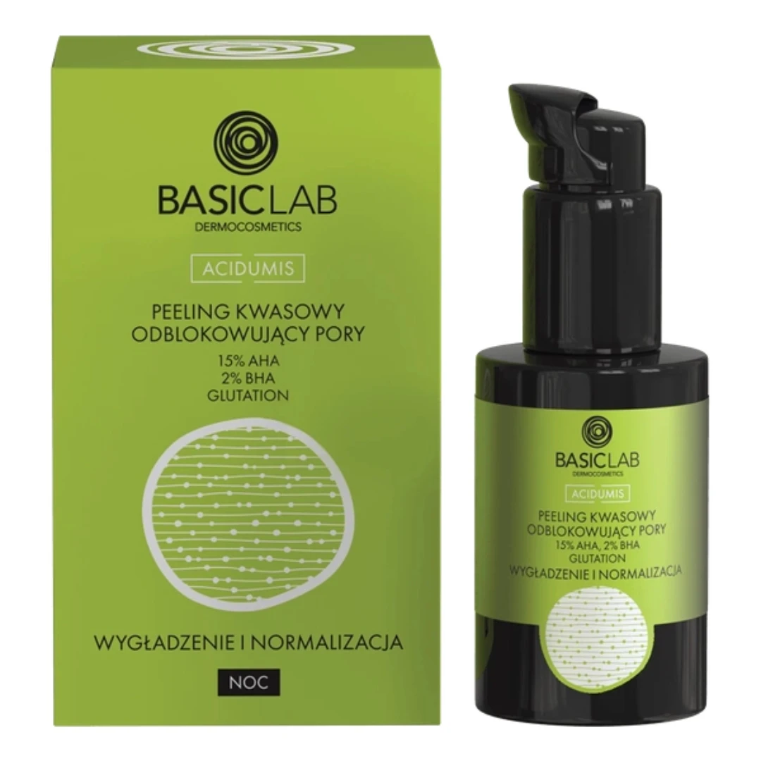BasicLab Peeling kwasowy odblokowujący pory z 15% AHA i 2% BHA — Składniki i ocena
