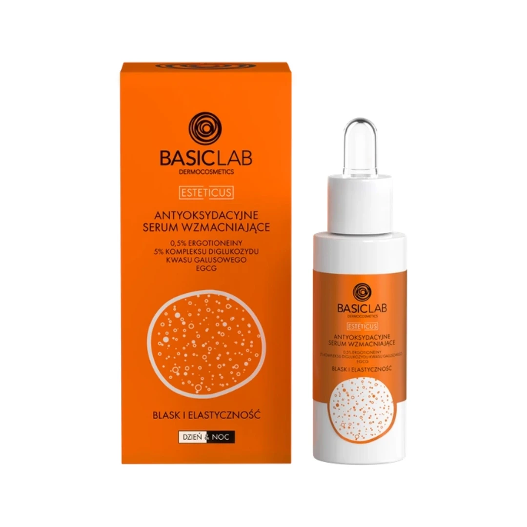 BasicLab Antyoksydacyjne serum wzmacniające 0,5% ergotioneiny, 5% kompleksu diglukozydu kwasu galusowego, EGCG — Inhaltsstoffe i ocena