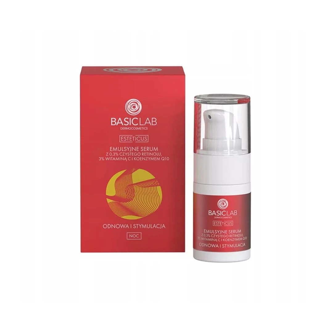 BasicLab Emulsyjne serum 0,3% retinol, 3% wit C, koenzym Q10 i 2% wąkrotki azjatyckiej — Składniki i ocena