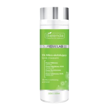 Toniki do twarzy SUPREMELAB SEBIO DERM 5% Mikro-eksfoliujący tonik z kwasami 200 ml