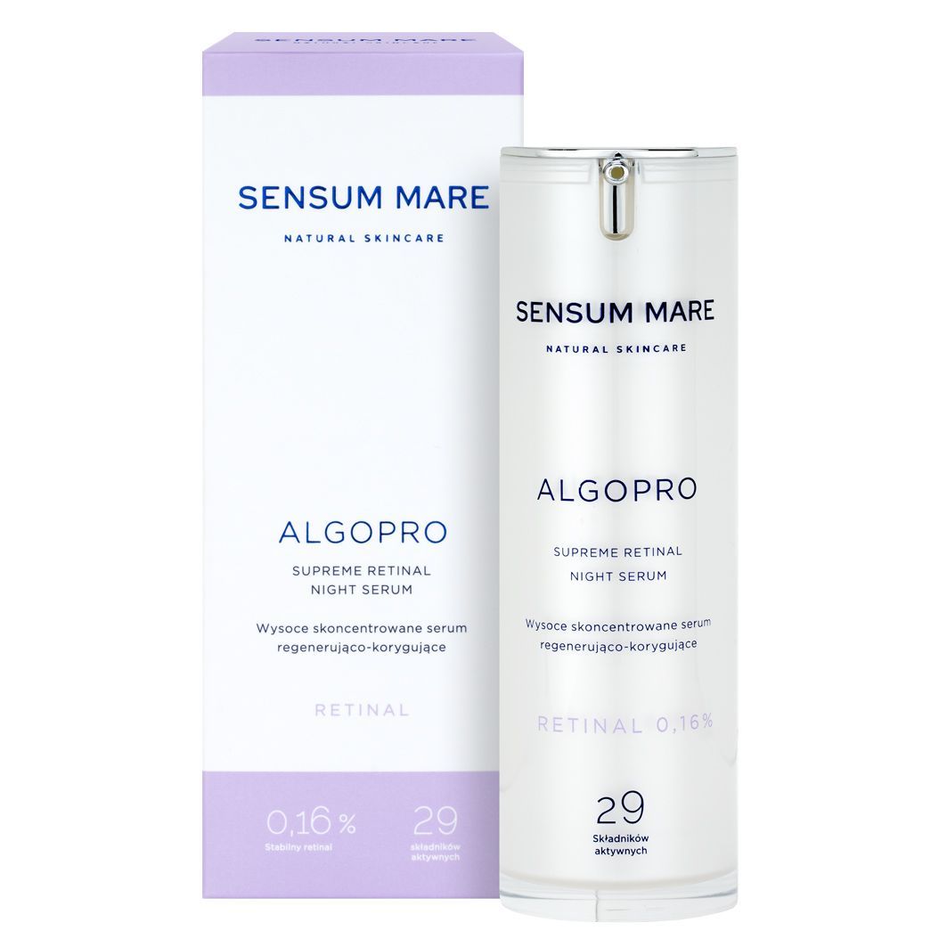 Sensum Mare ALGOPRO R Wysoce skoncentrowane serum regenerująco-korygujące z Retinalem 0,16% i kompleksem fosfo-ceramidowym - 29 składników aktywnych — Składniki i ocena