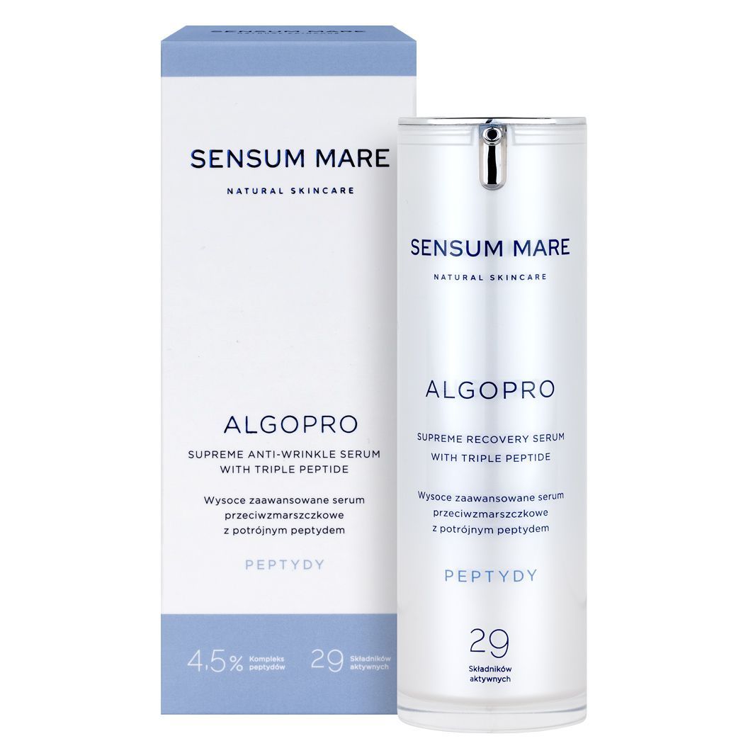 Sensum Mare ALGOPRO Wysoce zaawansowane serum przeciwzmarszczkowe z potrójnym peptydem 4,5% - 34 składniki aktywne — Składniki i ocena