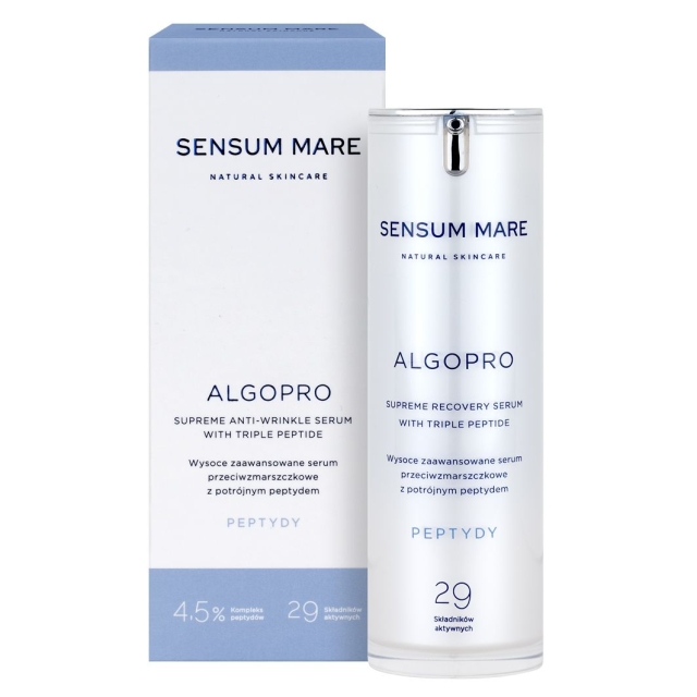 Serum do twarzy ALGOPRO Wysoce zaawansowane serum przeciwzmarszczkowe z potrójnym peptydem 4,5% - 34 składniki aktywne 30 ml