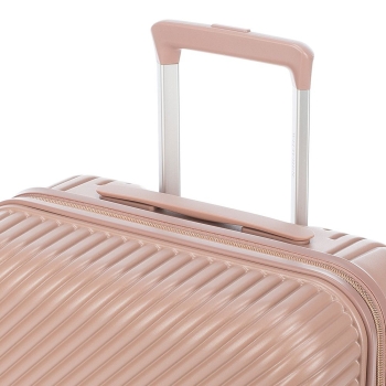 Walizki Walizka kabinowa z polikarbonu w paseczki Beige 40 l
