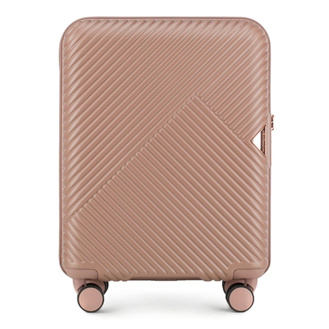 Walizki Walizka kabinowa z polikarbonu w paseczki Beige 40 l