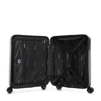 Walizki Walizka kabinowa z polikarbonu w pionowe tłoczenia Black 35 l