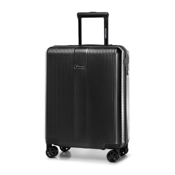 Walizki Walizka kabinowa z polikarbonu w pionowe tłoczenia Black 35 l