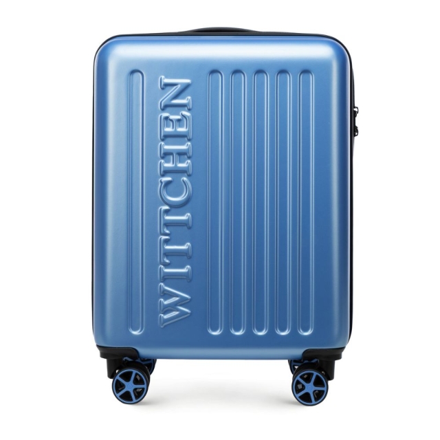 Walizki Walizka kabinowa z ABS-u z tłoczonym logo Blue Gloss 34 l