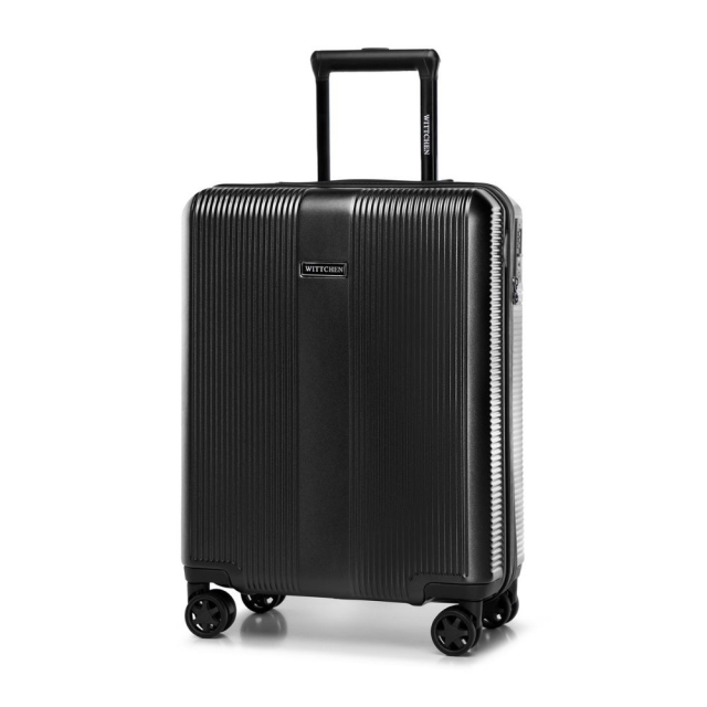 Walizki Walizka kabinowa z polikarbonu w pionowe tłoczenia Black 35 l
