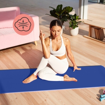Maty do jogi Mata do jogi i ćwiczeń dwukolorowa niebiesko-błękitna Niebiesko-błękitny