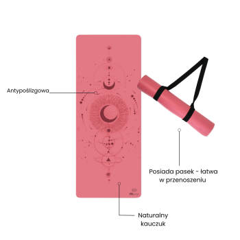 Maty do jogi Mata do jogi kauczukowa księżyc różowa Różowy