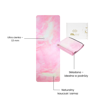 Maty do jogi Mata do jogi podróżna składana różowe niebo 0,15 cm Różowe niebo