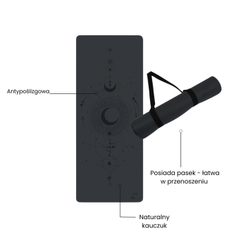 Maty do jogi Mata do jogi kauczukowa księżyc czarna Niebieski