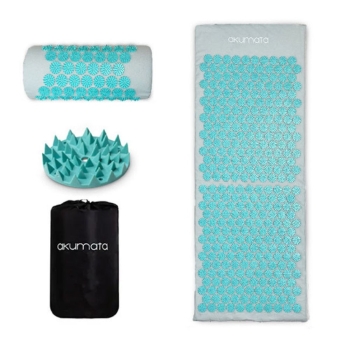 Maty do akupresury Akumata długa mata do akupresury z poduszką czarno - miętowa szaro - miętowa