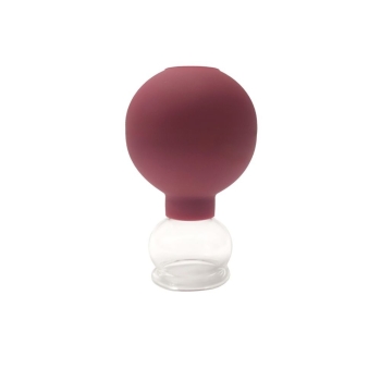 Bańki Szklana bańka próżniowa z gumową gruszką 2,5 cm bordowa Bordowy