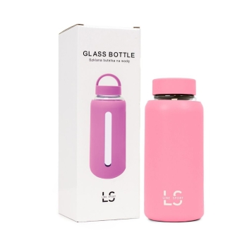 Butelki na wodę Szklana butelka na wodę różowa Różowy