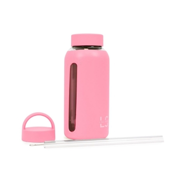 Butelki na wodę Szklana butelka na wodę różowa Różowy