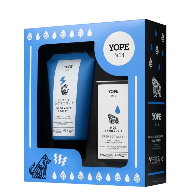 Zestaw kosmetyków męskich Men Wood Żel do mycia twarzy + Krem nawilżający 