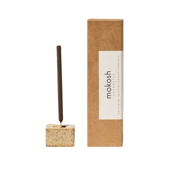 Aromaty do wnętrz Zestaw naturalnych kadzideł Mleczna wanilia i pomarańcza z ceramiczną podstawką 