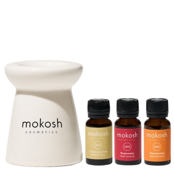 Aromaty do wnętrz Zestaw z kominkiem ceramicznym i 3 olejkami eterycznymi 