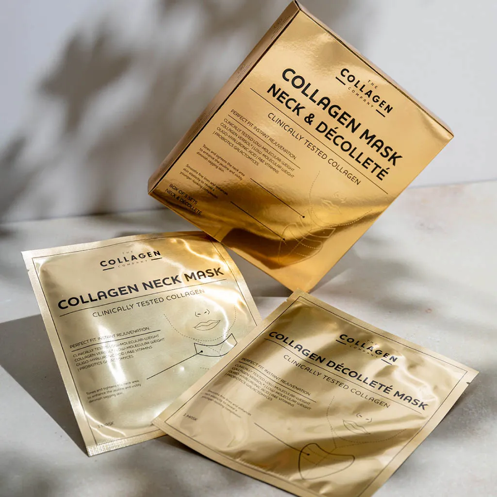 Тканевые маски для шеи и декольте The Collagen Company, коллагеновые, увлажняющие, 5 пар — фото 3