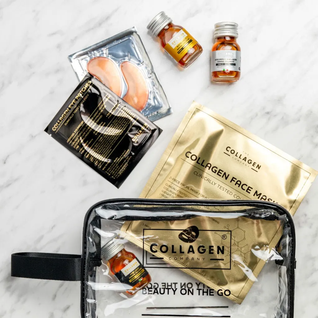Набор в косметичке The Collagen Company Beauty Set On The Go, коллагеновые шоты, маска и патчи — фото 2
