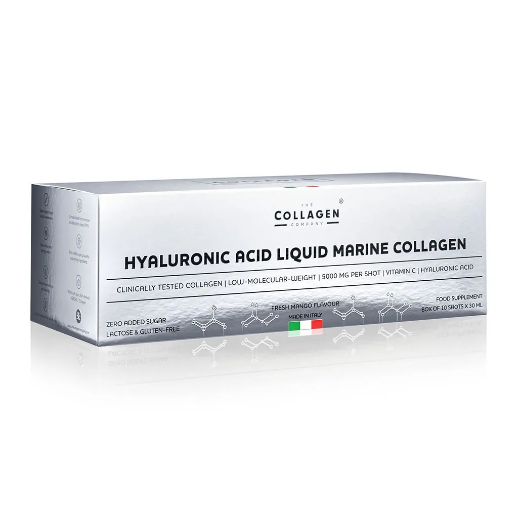 Жидкий морской коллаген The Collagen Company Liquid Marine Collagen x Power Hyaluronic, манго, 10 флаконов по 30 мл