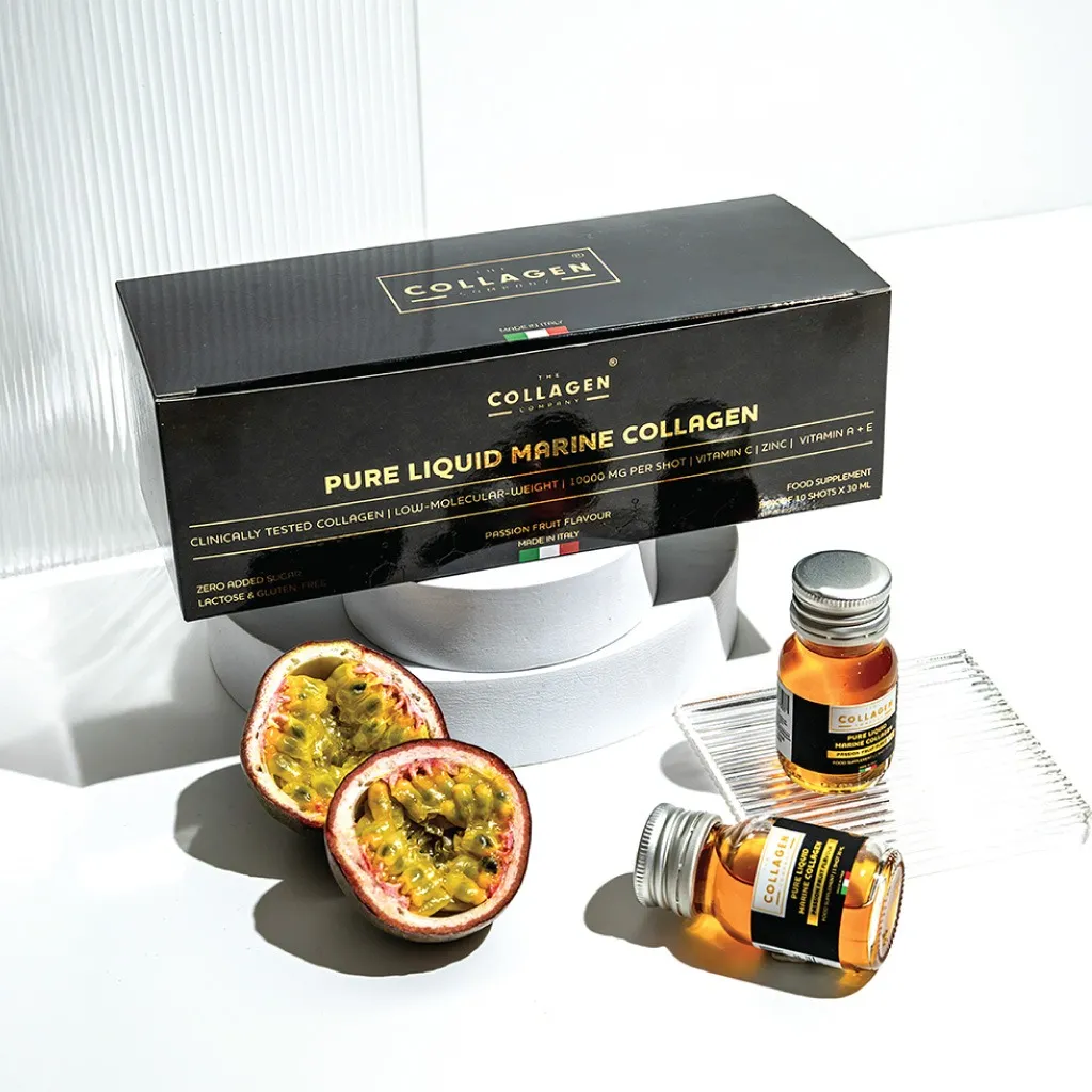 Коллаген The Collagen Company Pure Liquid Marine Collagen Black Edition 10 000 мг, маракуйя, 10 ампул по 30 мл — фото 5