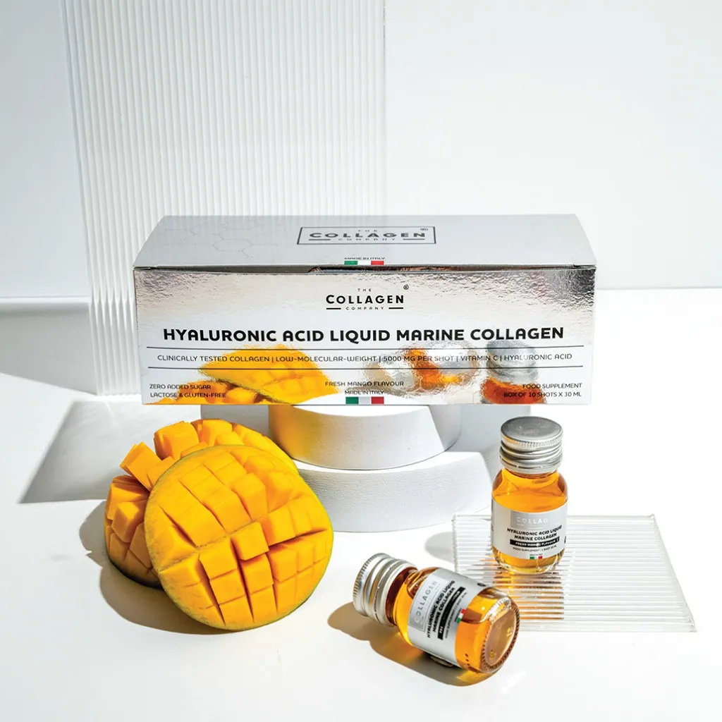 Жидкий морской коллаген The Collagen Company Liquid Marine Collagen x Power Hyaluronic, манго, 10 флаконов по 30 мл — фото 4