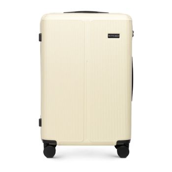 Walizki Średnia walizka z ABS-u Kremowa 65 l