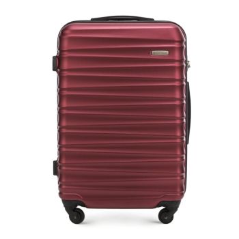 Walizki Średnia walizka z ABS-u Bordowa 65 l